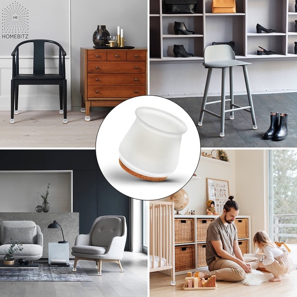 16 Furniture Chair Leg Floor Protectors Sliders + 2 Self-Adhesive Felt Sheets - Picture 6 of 15